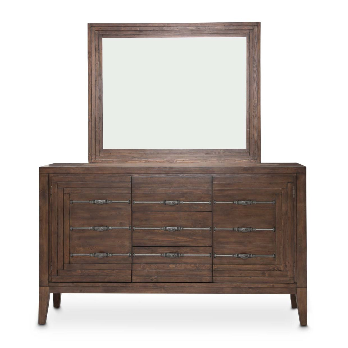 Carrollton Rustic Ranch Sideboard With Mirror from Michael Amini - Luna Furniture