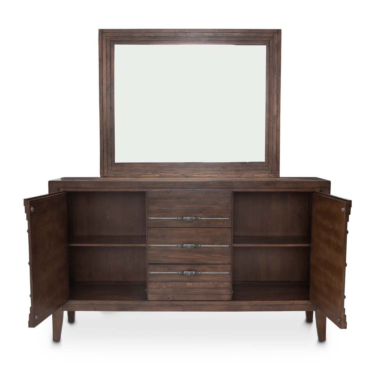 Carrollton Rustic Ranch Sideboard With Mirror from Michael Amini - Luna Furniture