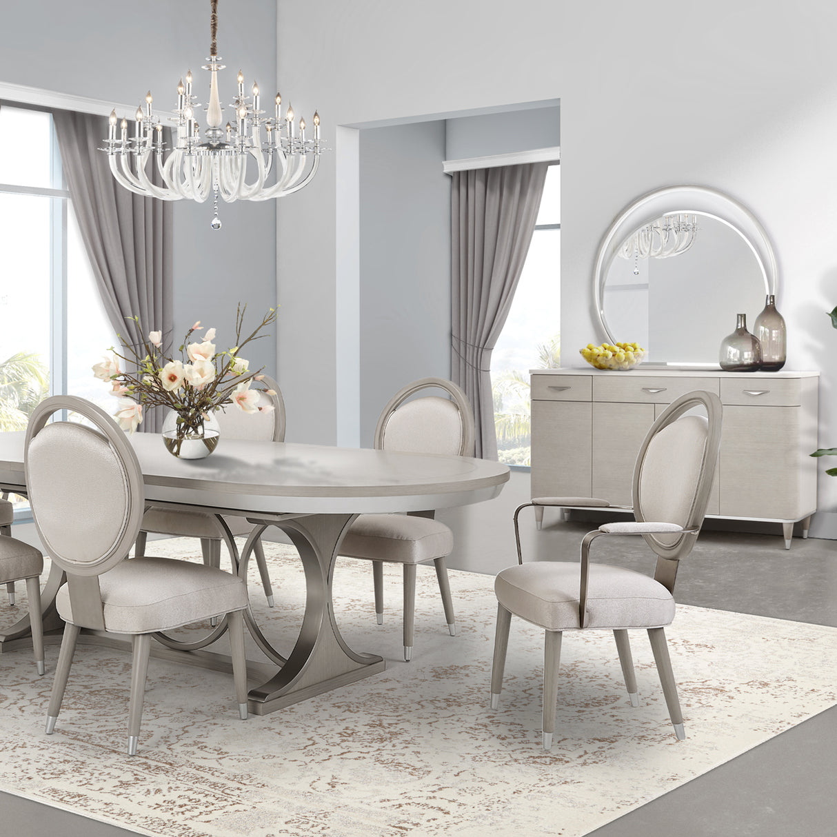 Eclipse Moonlight Oval Dining Table from Michael Amini - Luna Furniture