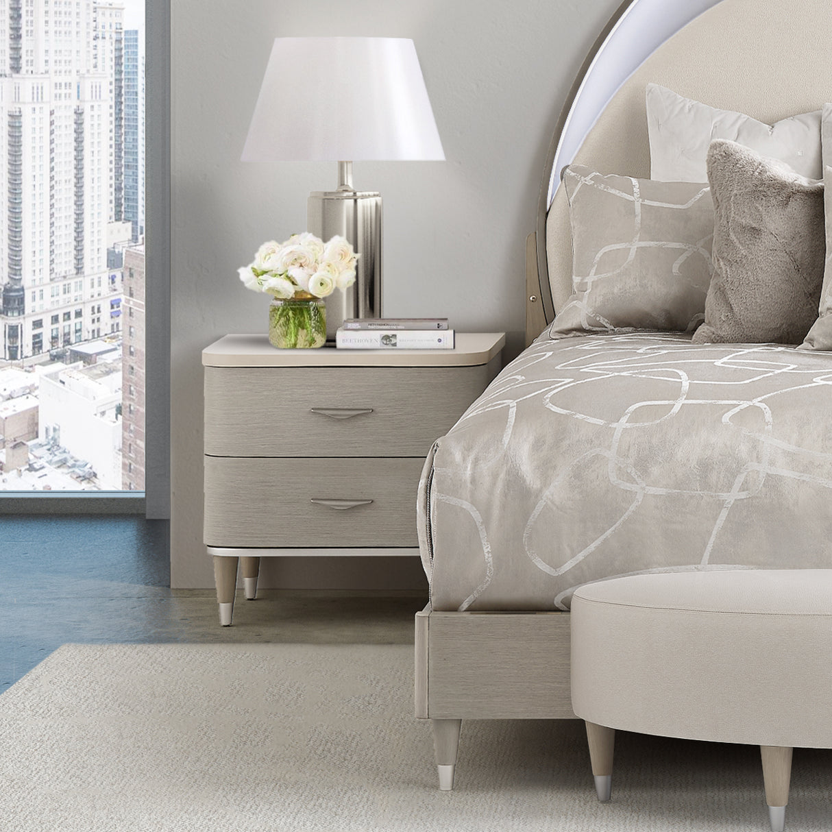 Eclipse Moonlight Nightstand from Michael Amini - Luna Furniture