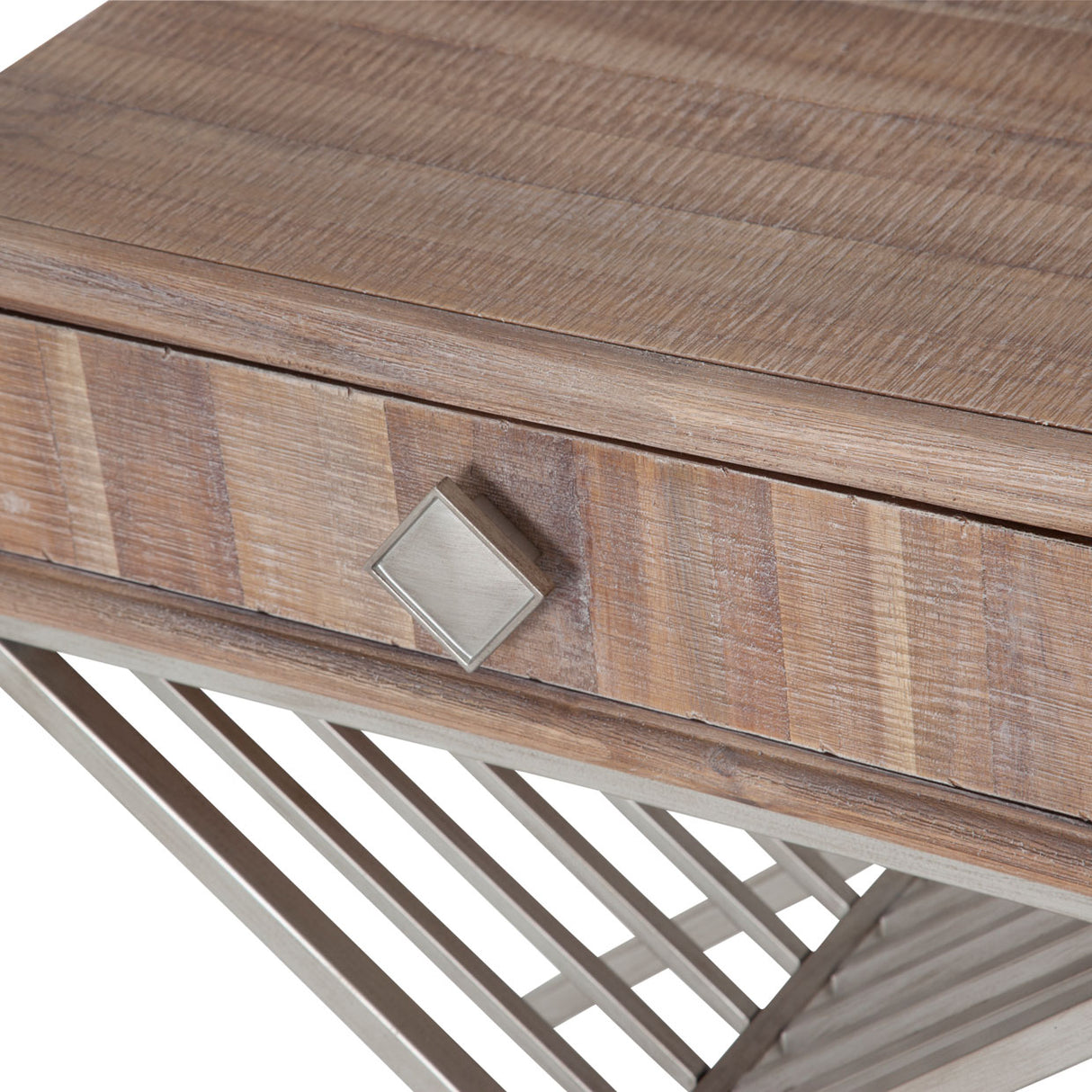 Hudson Ferry Driftwood Side Table With Drawer from Michael Amini - Luna Furniture