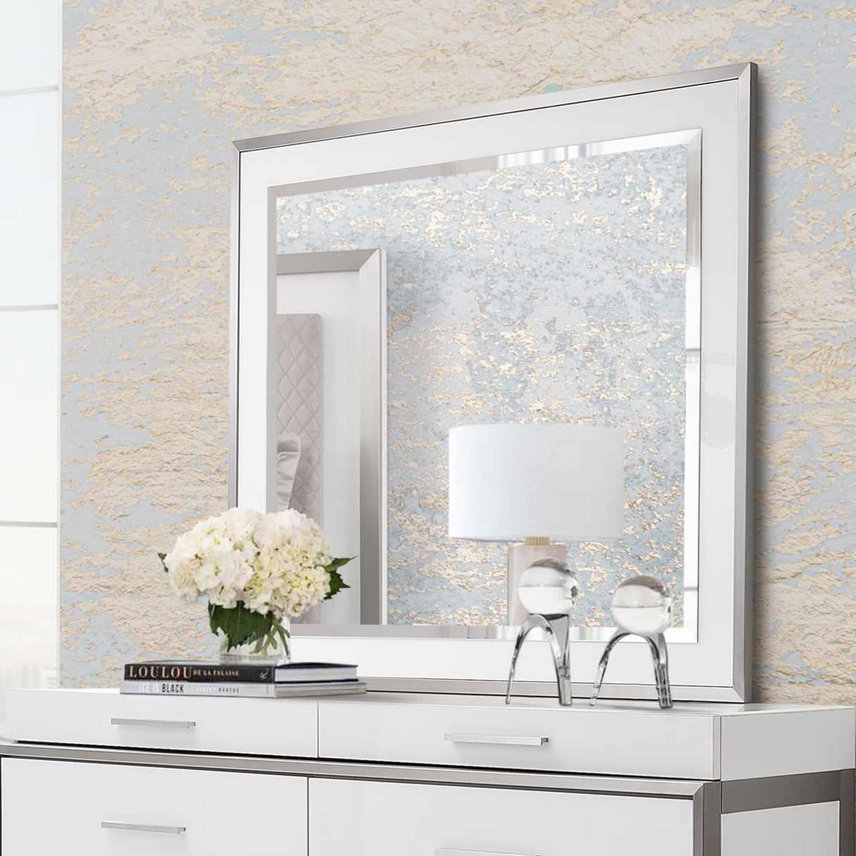 Marquee Cloud White Wall Mirror from Michael Amini - Luna Furniture