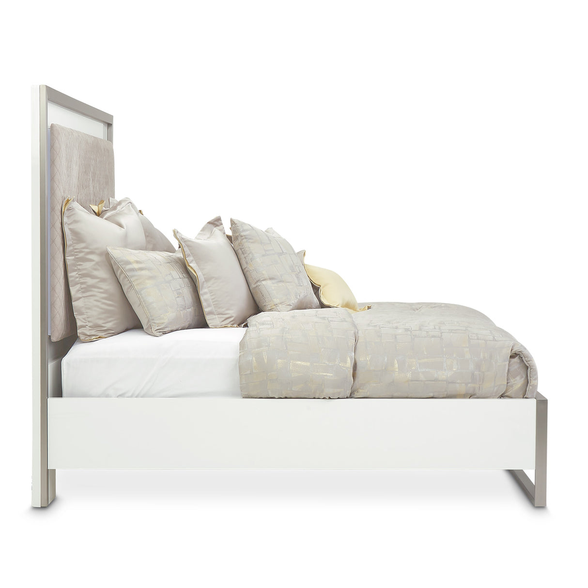 Marquee Cloud White Eastern King Panel Bed With Led Lighting from Michael Amini - Luna Furniture