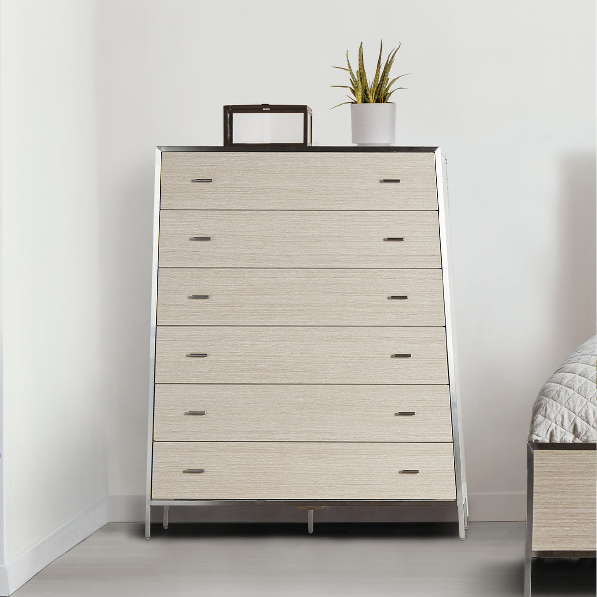 Silverlake Village Washed Oak 6-drawer Vertical Chest from Michael Amini - Luna Furniture