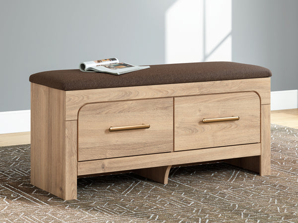 Kinlanni Tan/Brown Bedroom Storage Bench