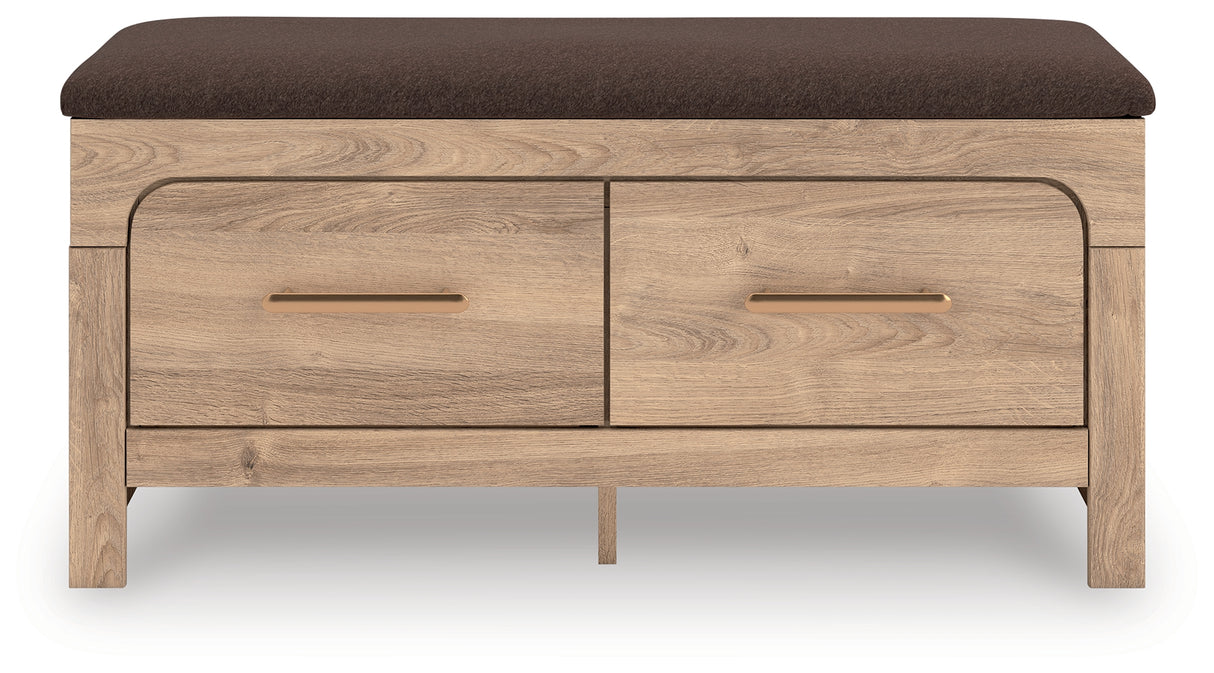 Kinlanni Tan/Brown Bedroom Storage Bench from Ashley - Luna Furniture