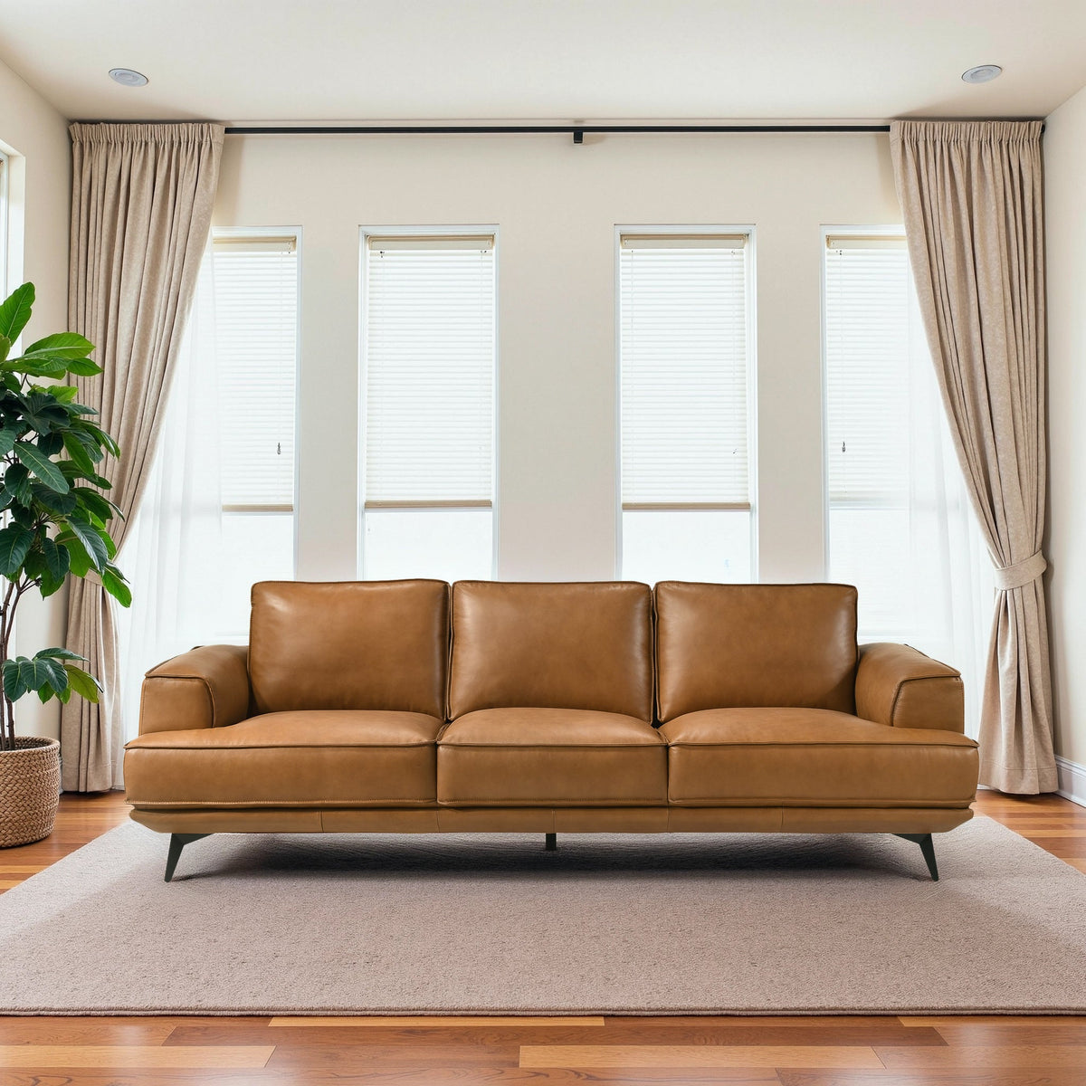 Knox Tan Genuine Leather Sofa from Ashcroft Furniture - Luna Furniture