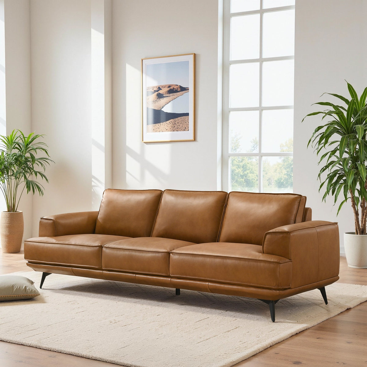 Knox Tan Genuine Leather Sofa from Ashcroft Furniture - Luna Furniture