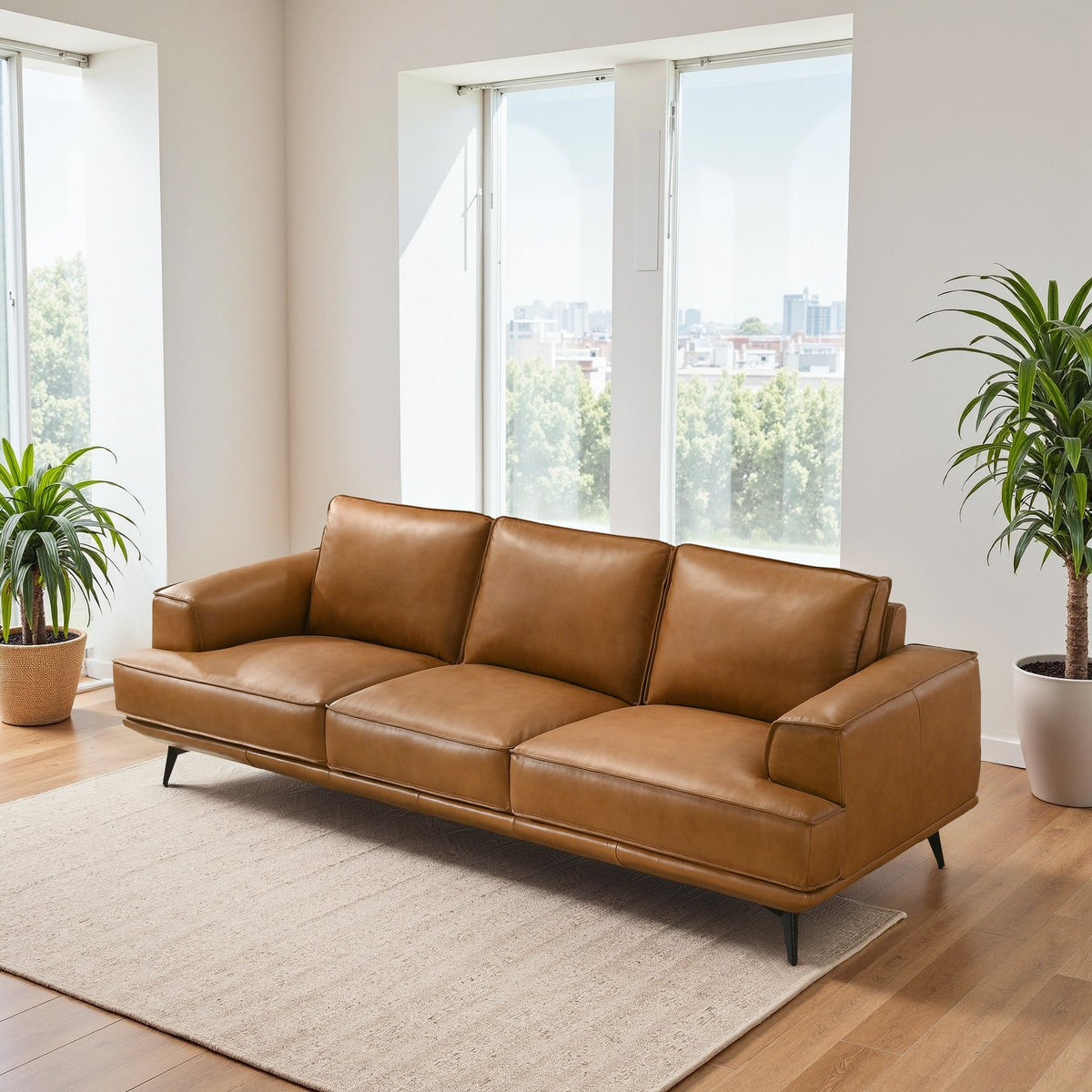 Knox Tan Genuine Leather Sofa from Ashcroft Furniture - Luna Furniture