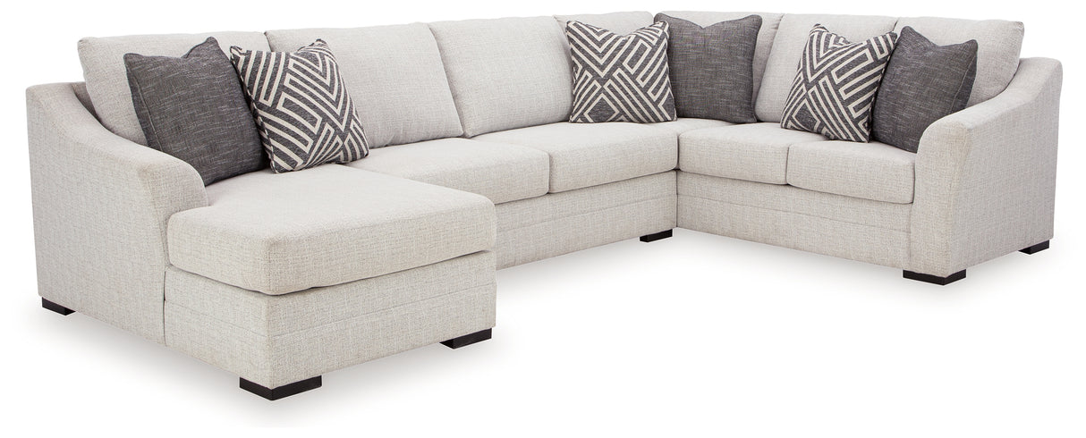 Koralynn 3-Piece Sectional with Ottoman in Stone from Ashley - Luna Furniture