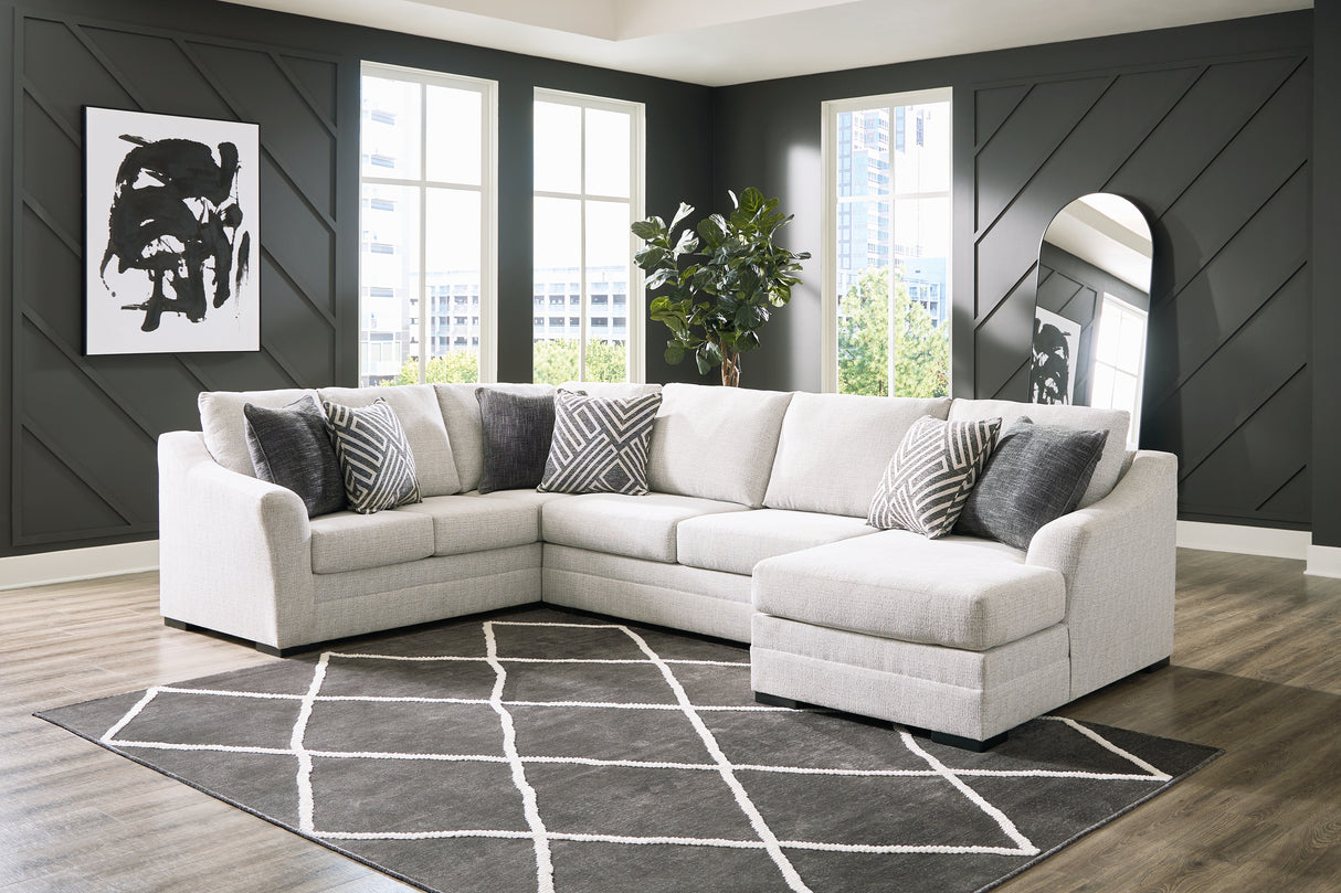 Koralynn 3-Piece Sectional with Ottoman in Stone from Ashley - Luna Furniture