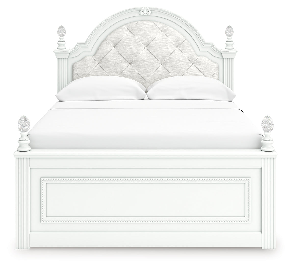 Kozlani Full Upholstered Panel Bed with Dresser and Chest in White from Ashley - Luna Furniture