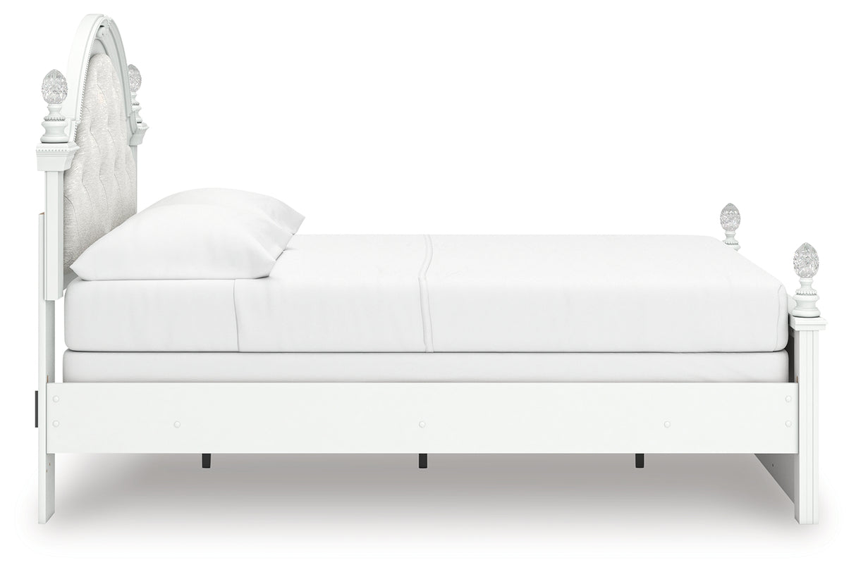 Kozlani Full Upholstered Panel Bed with Dresser and Chest in White from Ashley - Luna Furniture