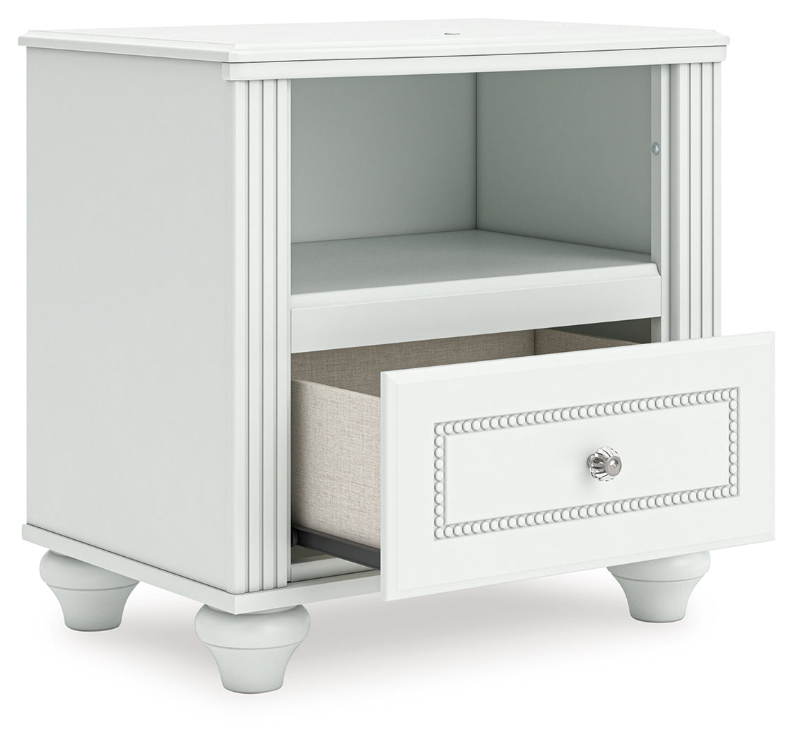Kozlani Full Upholstered Panel Bed with Dresser and Nightstand in White from Ashley - Luna Furniture
