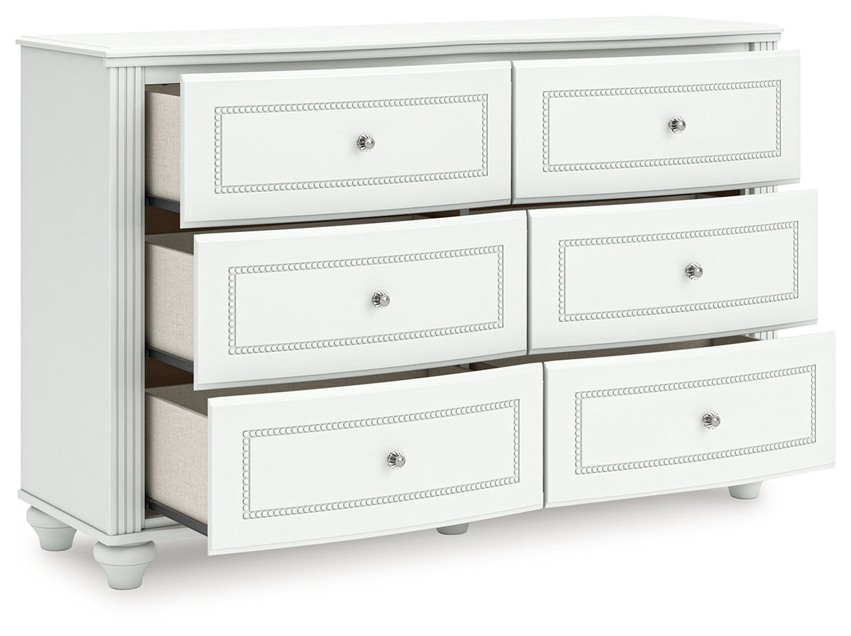 Kozlani Full Upholstered Panel Bed with Dresser and Nightstand in White from Ashley - Luna Furniture
