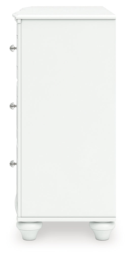 Kozlani Full Upholstered Panel Bed with Dresser and Nightstand in White from Ashley - Luna Furniture