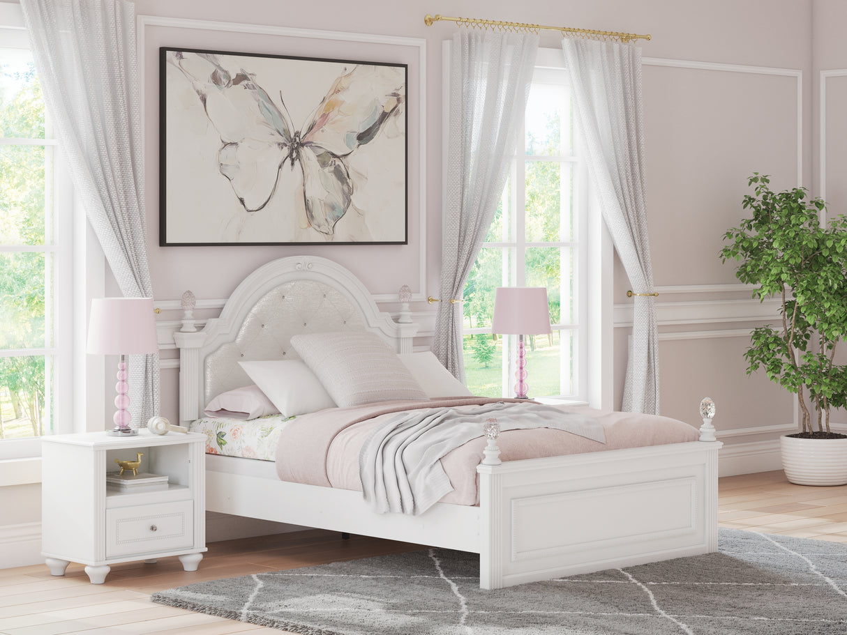 Kozlani Full Upholstered Panel Bed with Dresser in White from Ashley - Luna Furniture