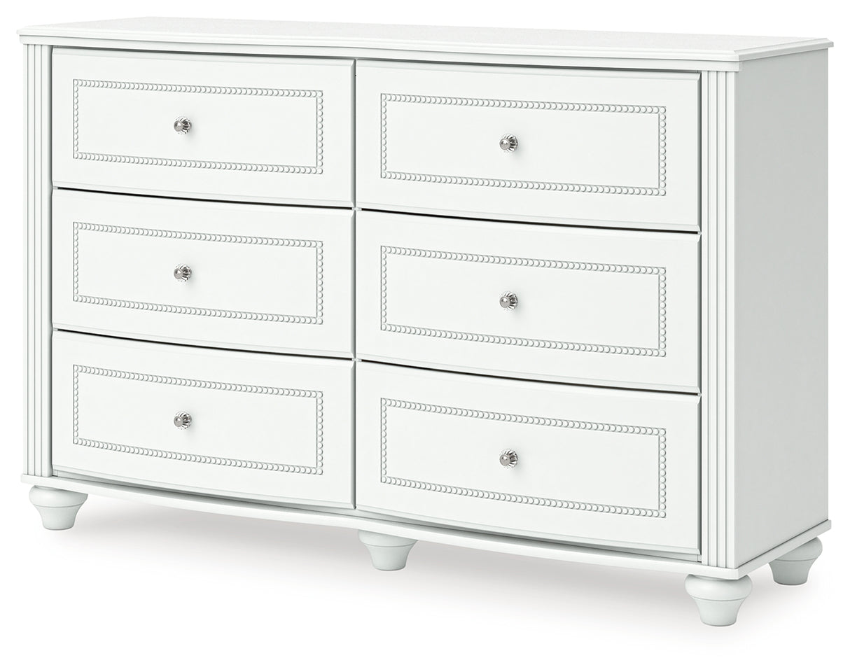 Kozlani Twin Upholstered Panel Bed with Dresser and Chest in White from Ashley - Luna Furniture