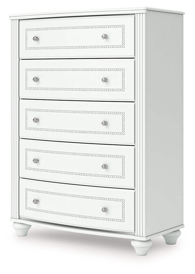 Kozlani Twin Upholstered Panel Storage Bed with Dresser and Chest in White from Ashley - Luna Furniture