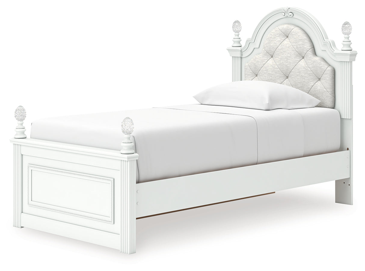 Kozlani Twin Upholstered Panel Storage Bed with Dresser in White from Ashley - Luna Furniture