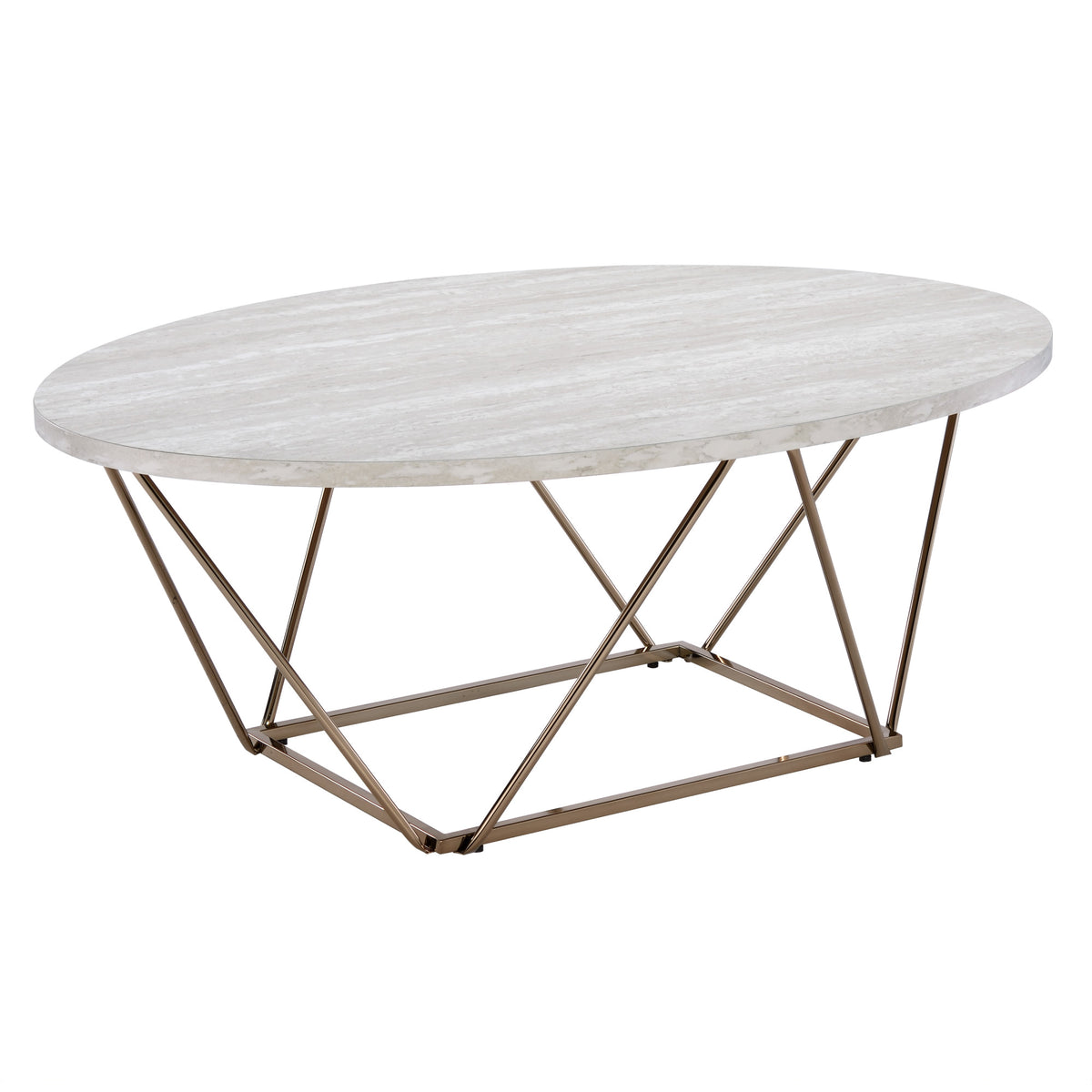 Rowyn Copper Metal Base Faux Marble Top Cocktail Table from Steve Silver - Luna Furniture