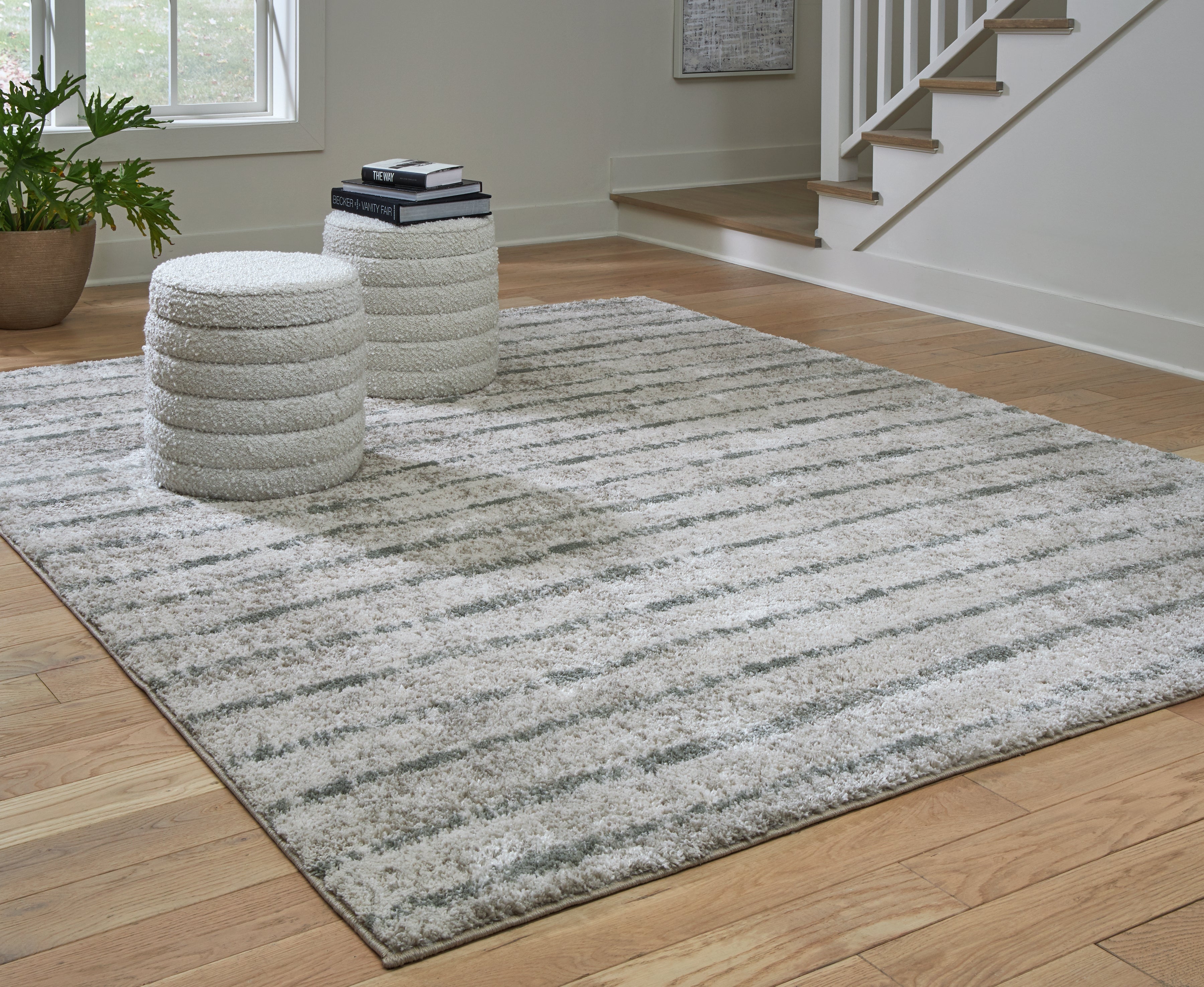 Laddway Cream/Green Large Rug - Luna Furniture