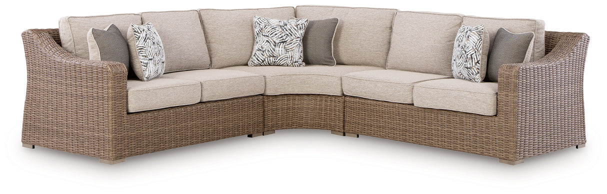 Laguna Heights Beige 3-Piece Outdoor Sectional from Ashley - Luna Furniture