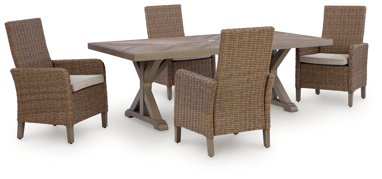 Laguna Heights Outdoor Dining Table and 4 Chairs in Beige from Ashley - Luna Furniture