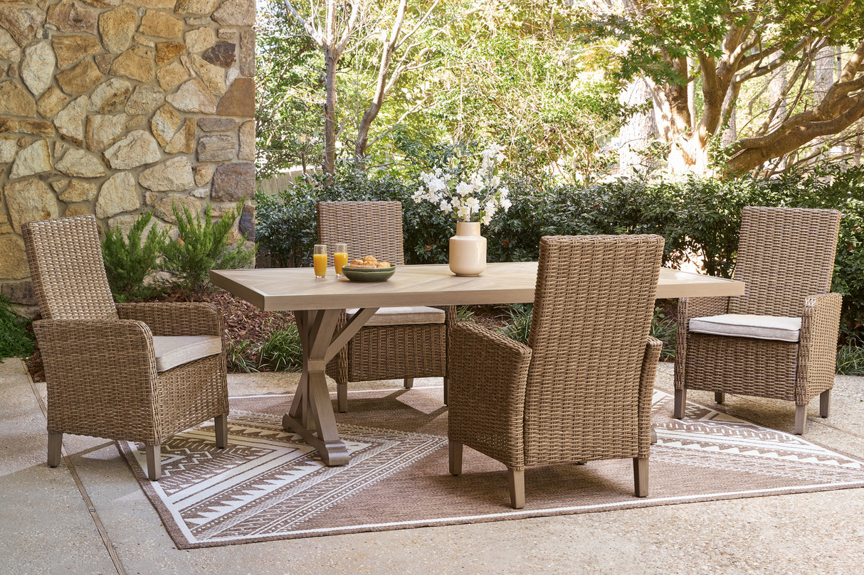 Laguna Heights Outdoor Dining Table and 4 Chairs in Beige from Ashley - Luna Furniture