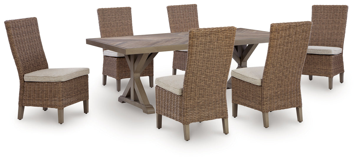 Laguna Heights Outdoor Dining Table and 6 Chairs in Beige from Ashley - Luna Furniture