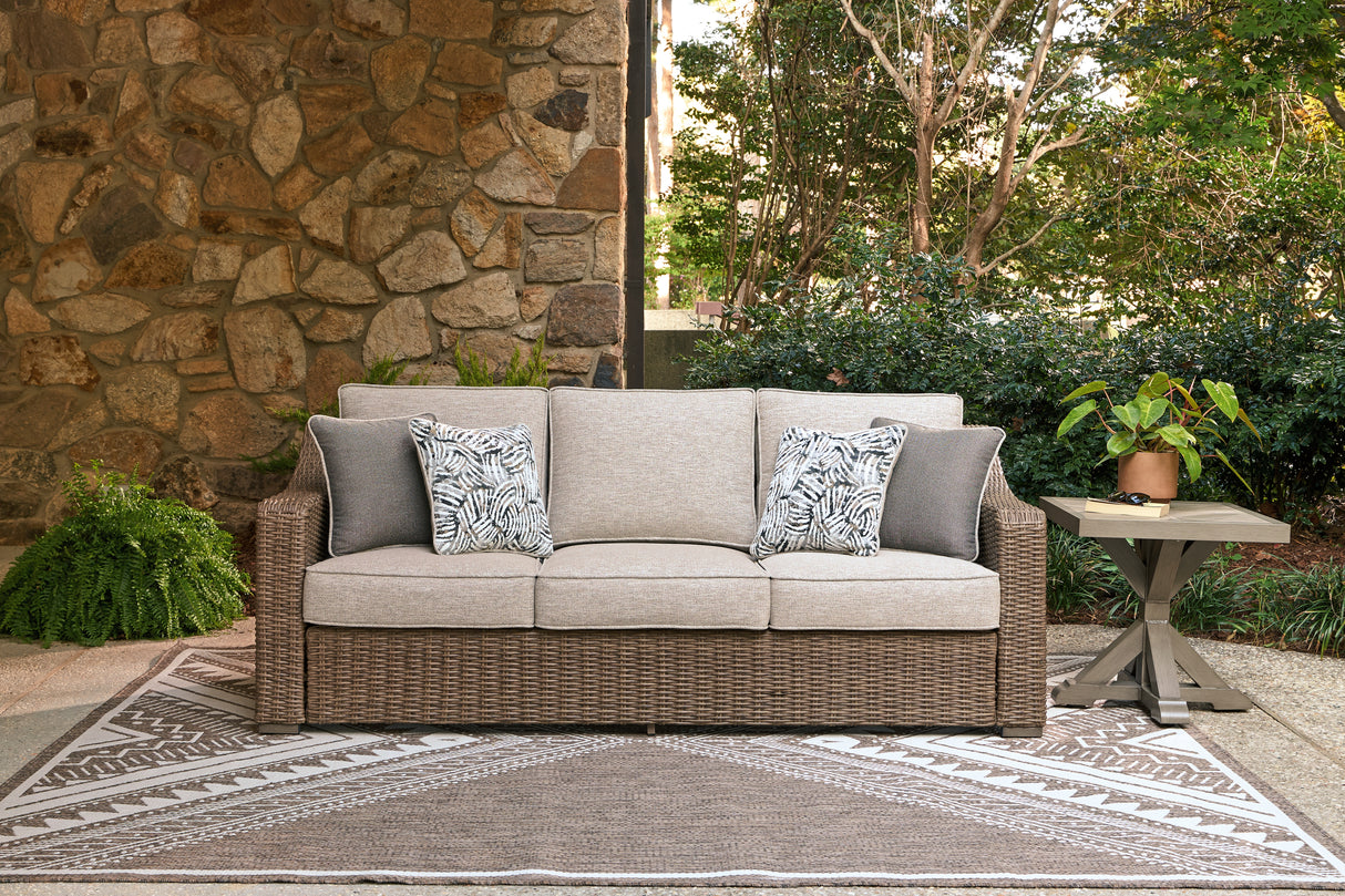 Laguna Heights Outdoor Sofa and 2 Chairs with Coffee Table in Beige from Ashley Furniture - Luna Furniture