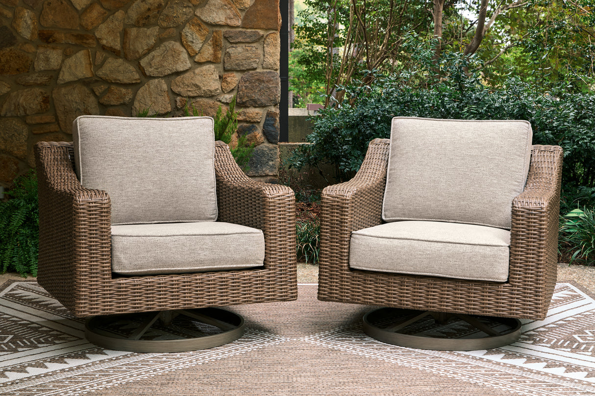 Laguna Heights Outdoor Sofa with 2 Lounge Chairs in Beige from Ashley Furniture - Luna Furniture