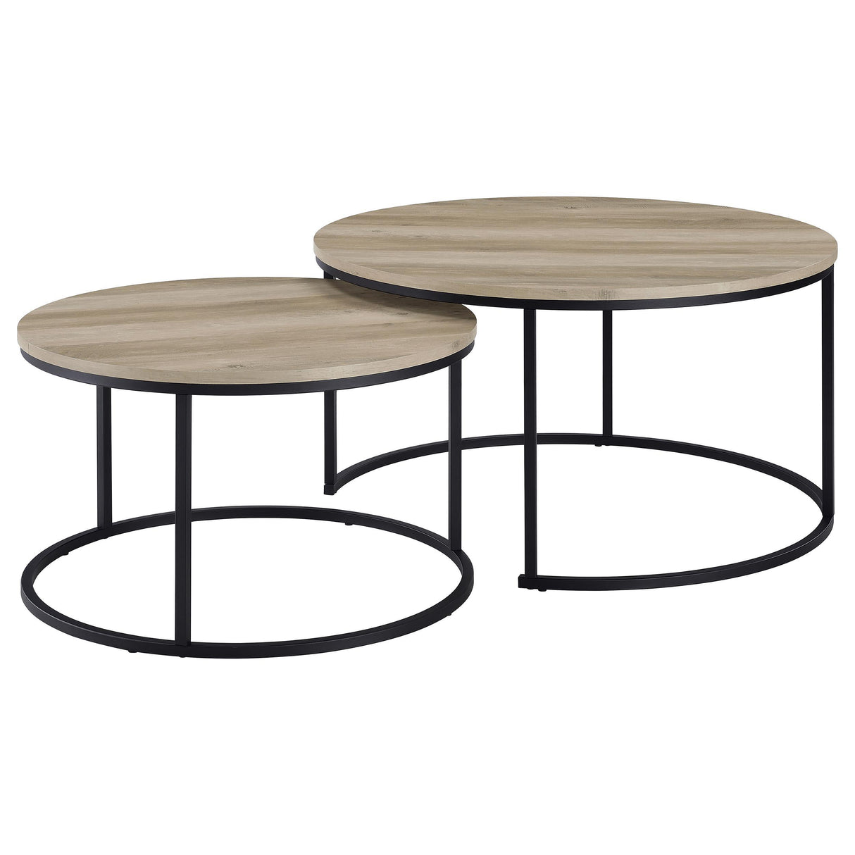 Lainey Distressed Pine 2-Piece Round Nesting Coffee Table from Coaster - Luna Furniture