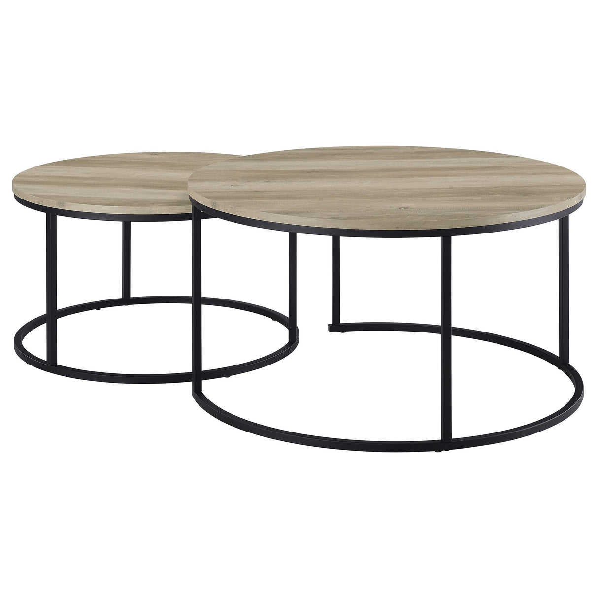 Lainey Distressed Pine 2-Piece Round Nesting Coffee Table from Coaster - Luna Furniture