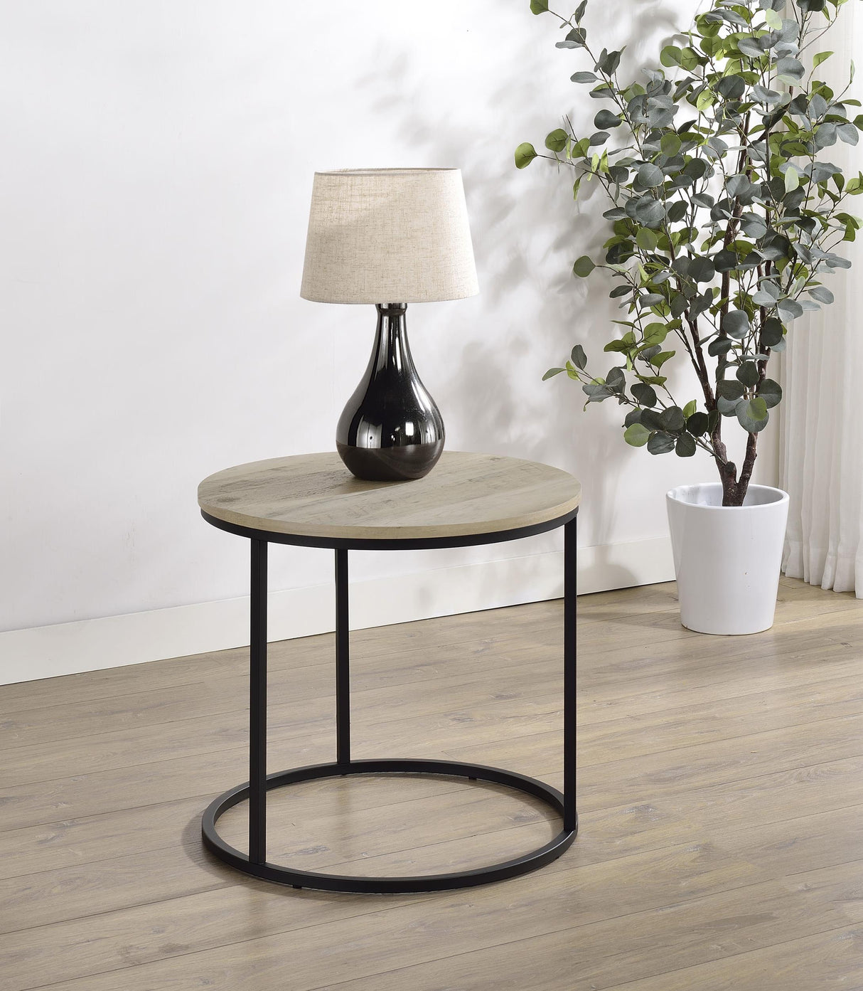 Lainey Distressed Pine Round Occasional Side End Table from Coaster - Luna Furniture