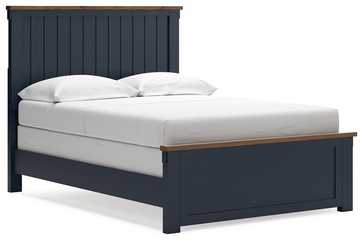 Landocken Full Panel Bed with 2 Nightstands in Brown/Blue from Ashley - Luna Furniture