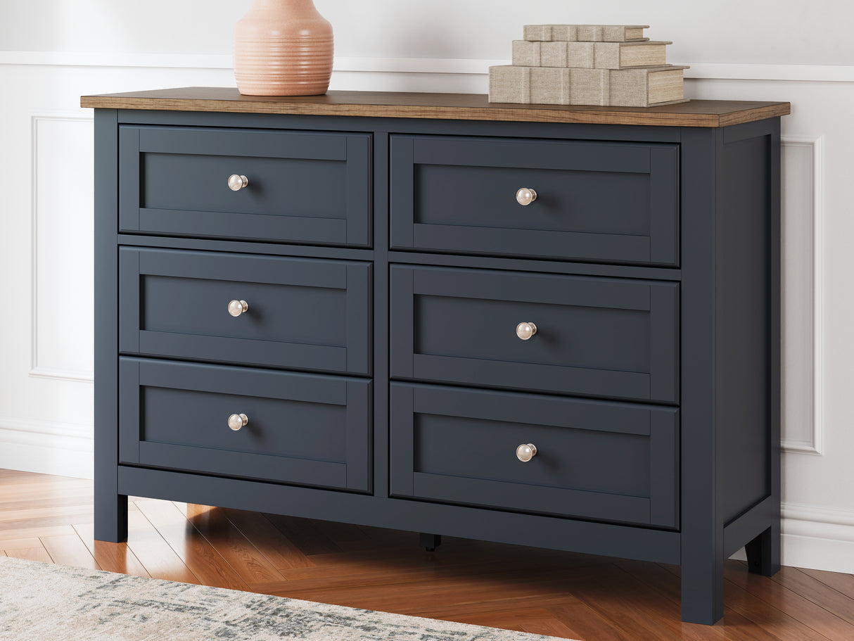 Landocken Full Panel Bed with Dresser in Brown/Blue from Ashley - Luna Furniture
