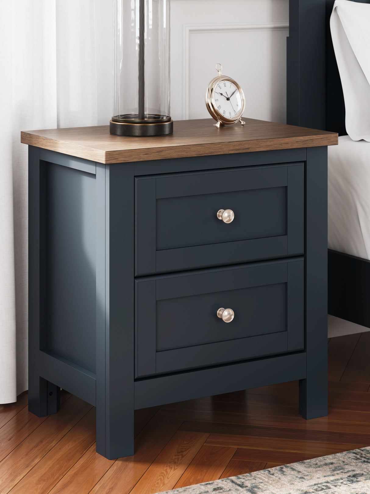 Landocken Queen Panel Headboard with Mirrored Dresser and Nightstand in Brown/Blue from Ashley - Luna Furniture