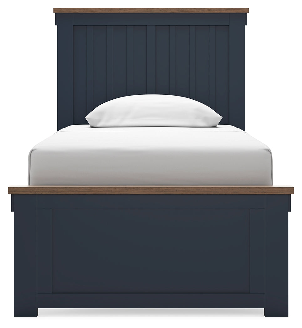 Landocken Twin Panel Bed with Dresser in Brown/Blue from Ashley - Luna Furniture