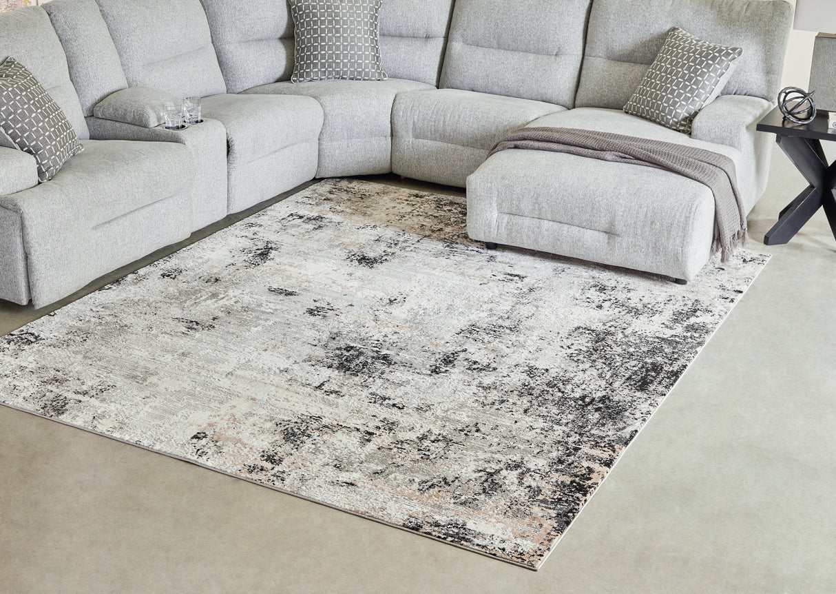 Langwell Black/Gray/White Large Rug from Ashley - Luna Furniture