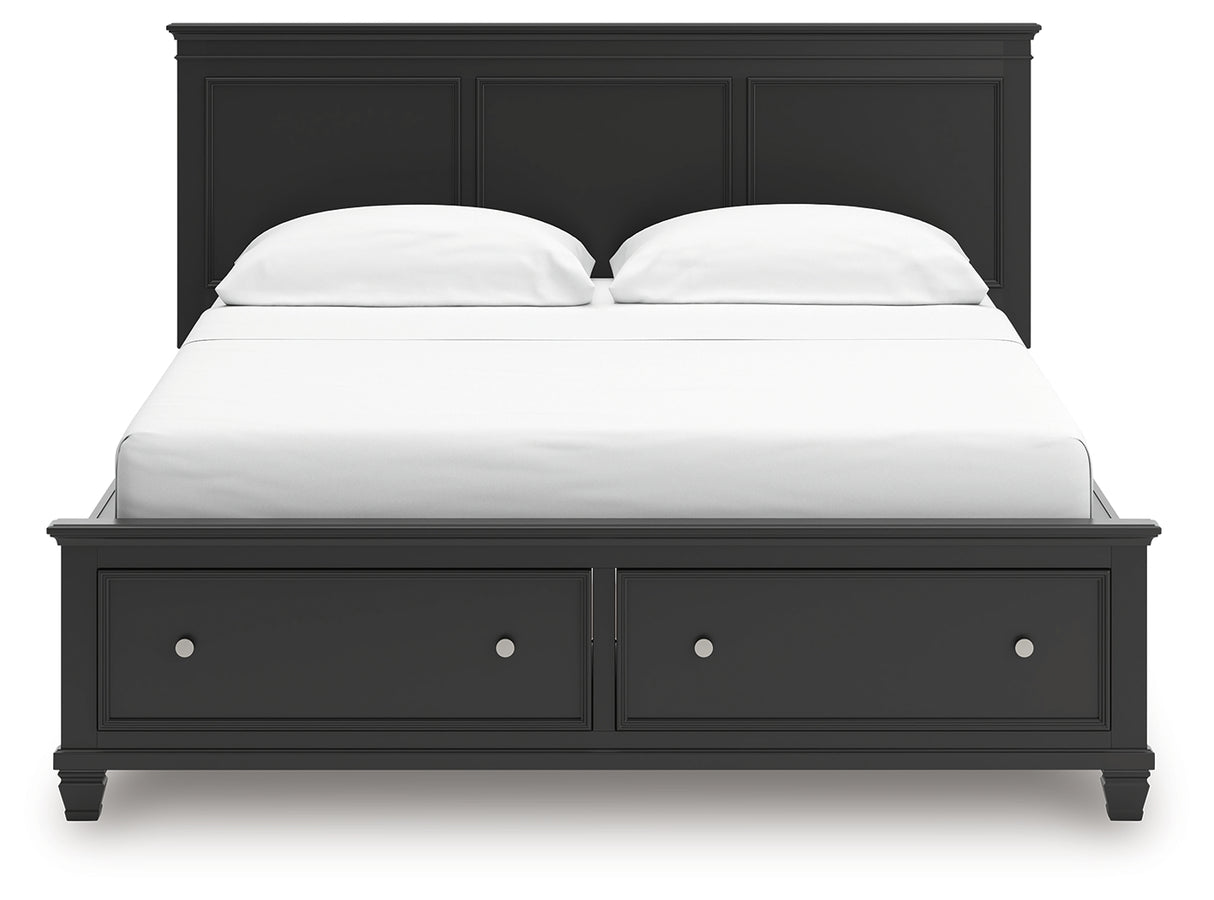Lanolee California King Panel Storage Bed with Dresser and Chest in Black from Ashley Furniture - Luna Furniture