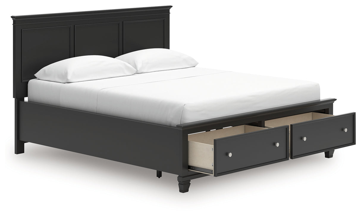 Lanolee California King Panel Storage Bed with Dresser in Black from Ashley - Luna Furniture