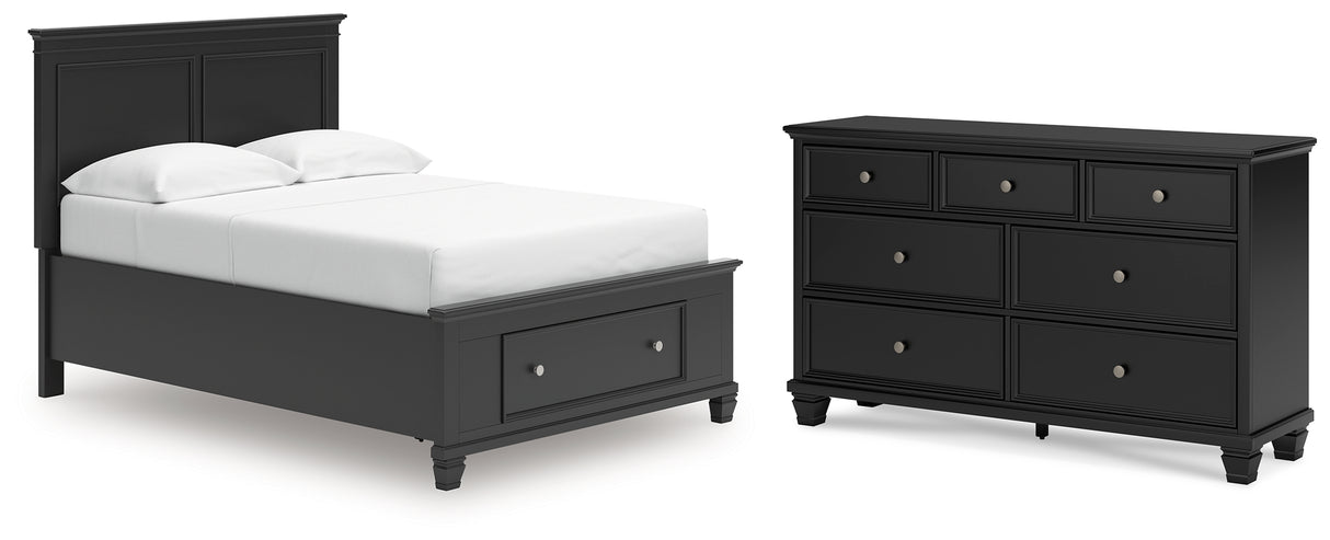 Lanolee Full Panel Storage Bed with Dresser in Black from Ashley - Luna Furniture