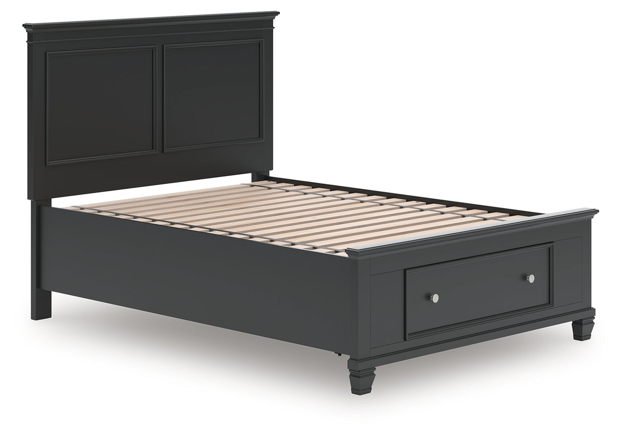 Lanolee Full Panel Storage Bed with Mirrored Dresser in Black from Ashley - Luna Furniture
