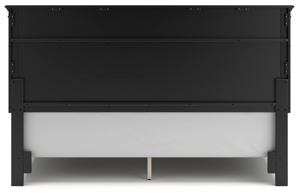 Lanolee King Panel Bed with Mirrored Dresser, Chest and 2 Nightstands in Black from Ashley - Luna Furniture