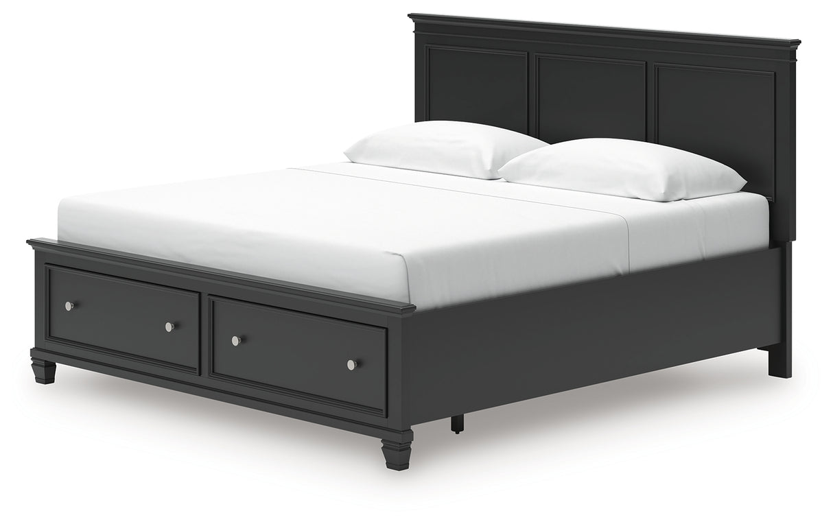 Lanolee King Panel Storage Bed with Dresser in Black from Ashley - Luna Furniture