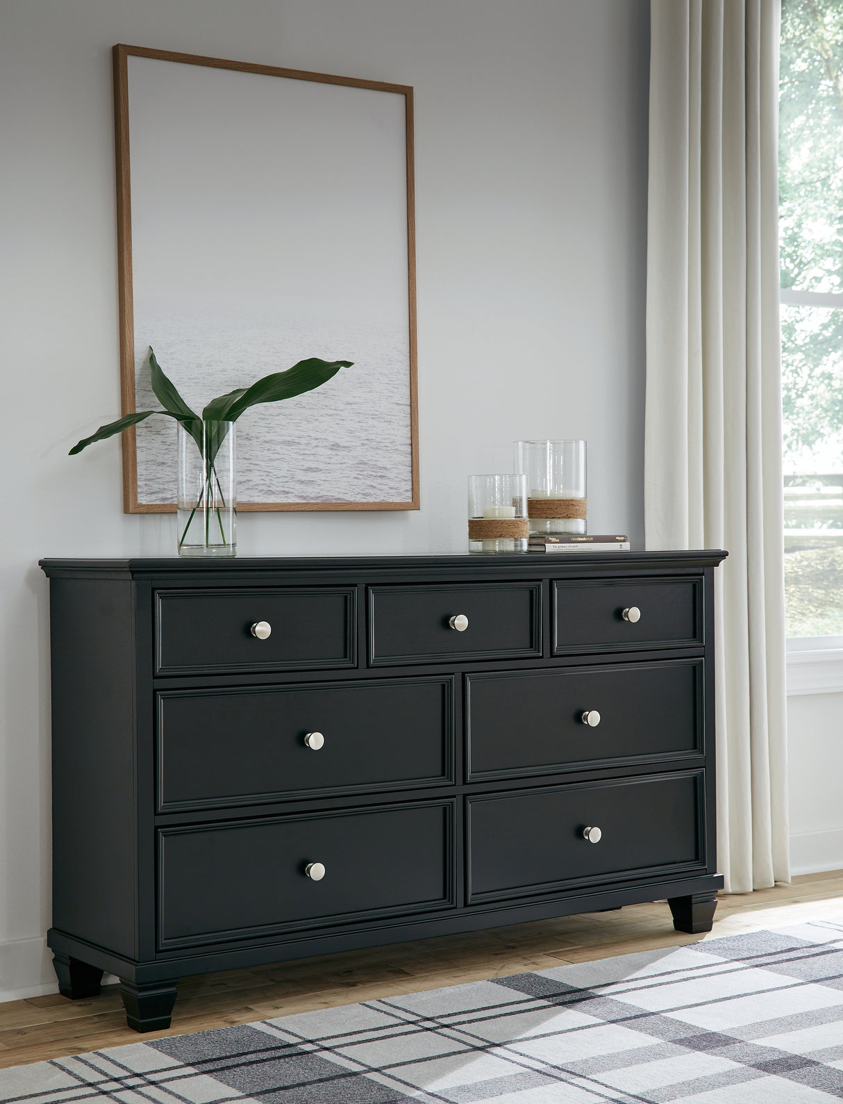 Lanolee King Panel Storage Bed with Dresser in Black from Ashley - Luna Furniture