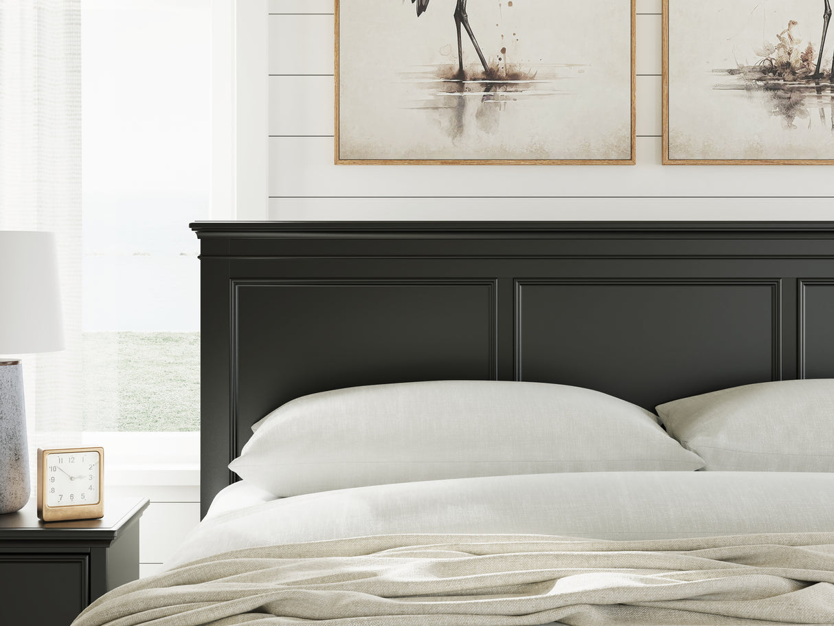 Lanolee King Panel Storage Bed with Mirrored Dresser and Nightstand in Black from Ashley - Luna Furniture