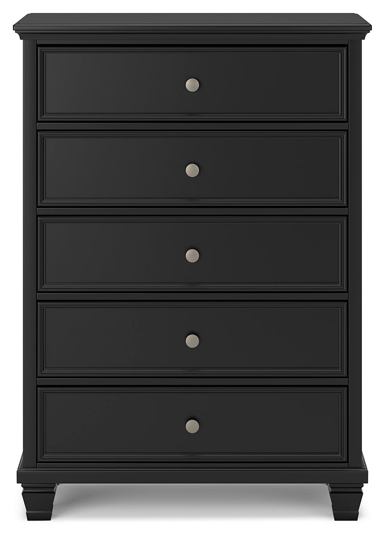 Lanolee Queen Panel Storage Bed with Dresser and Chest in Black from Ashley Furniture - Luna Furniture