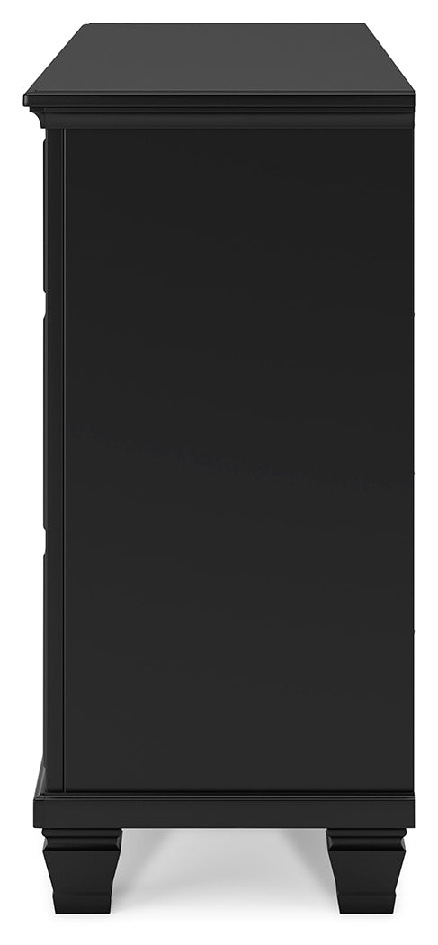 Lanolee Queen Panel Storage Bed with Dresser in Black from Ashley - Luna Furniture